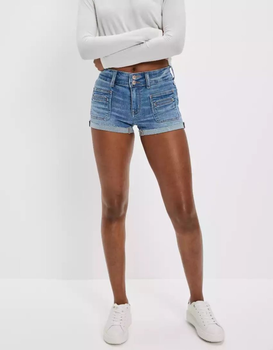 Shorts American Eagle AE Ne(x)t Level High-Waisted Denim Indigo Femme | TSA-22726790